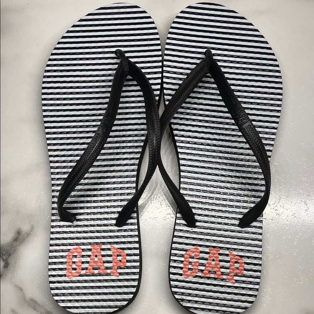 GAP Black and White Striped Sandals